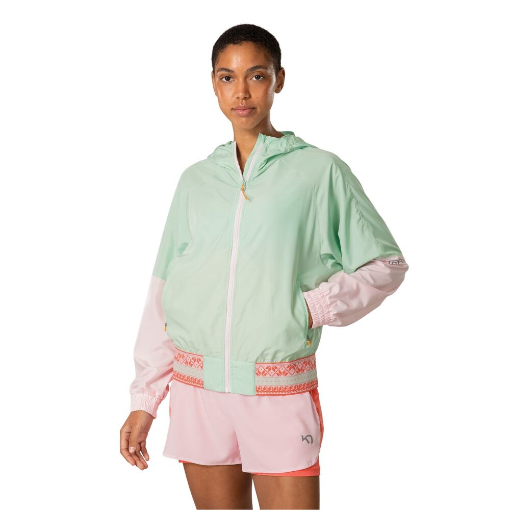 Kari Traa Silje Jacket Mint Light Green Windbreaker Full Zip Hood Lightweight S